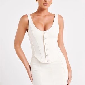 MESHKI Leilani Corset Denim Top Ecru White Size Small NWT